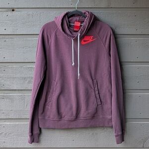 Nike Rally Funnel Neck Hoodie Size Medium Maroon Red White